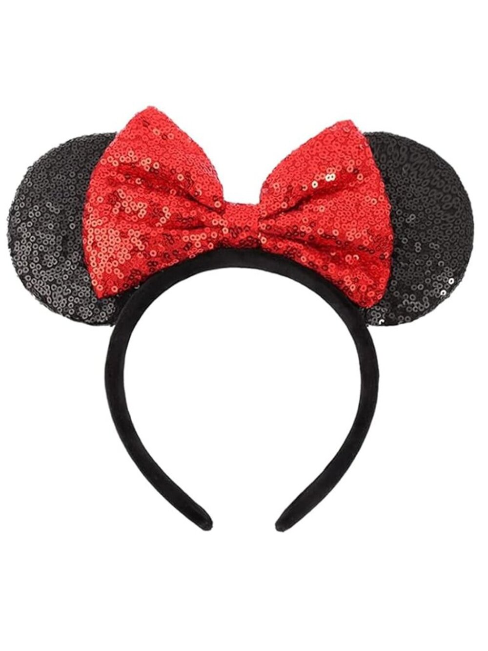 Women Red and Black Ghost plastic Anti-Slip Sequin Mickey Mouse Headband